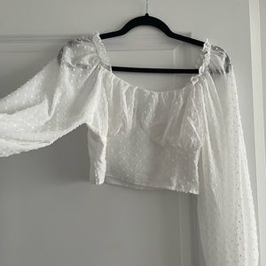 White Long-sleeve Crop